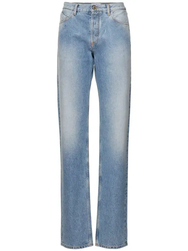Glossy Coated Denim Straight Jeans