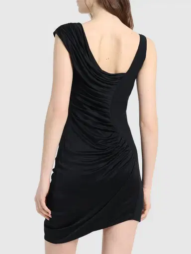 VERSACE Draped Viscose Liquid Jersey Mini Dress | Thumbnail 3