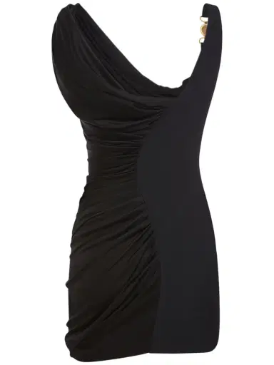 VERSACE Draped Viscose Liquid Jersey Mini Dress | Thumbnail 5