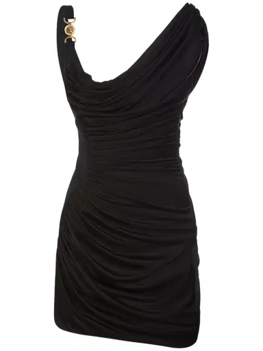 VERSACE Draped Viscose Liquid Jersey Mini Dress | Thumbnail 1