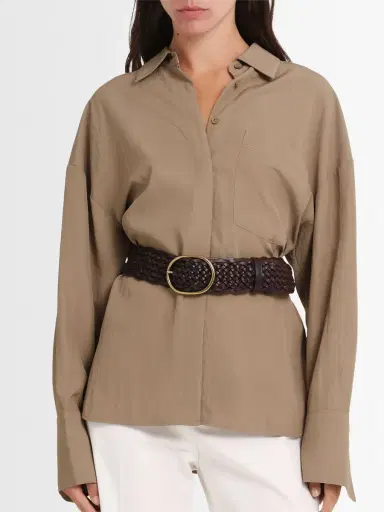 DRAGON DIFFUSION Oval Buckle Woven Leather Belt | Thumbnail 2