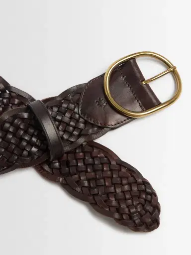 DRAGON DIFFUSION Oval Buckle Woven Leather Belt | Thumbnail 3