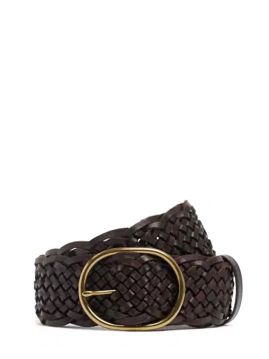 DRAGON DIFFUSION Oval Buckle Woven Leather Belt | Thumbnail 1