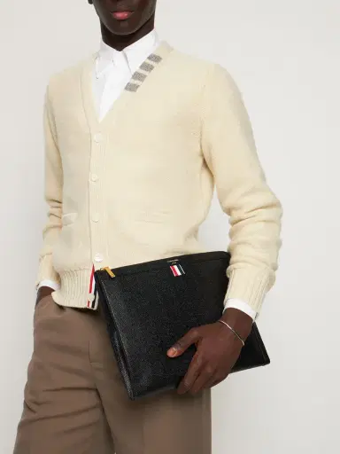 THOM BROWNE Pebbled Leather Zipped Document Pouch | Thumbnail 2