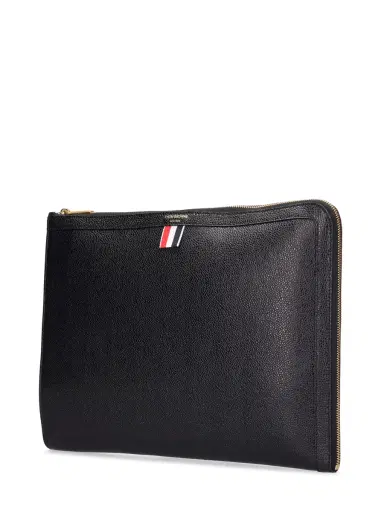 THOM BROWNE Pebbled Leather Zipped Document Pouch | Thumbnail 3