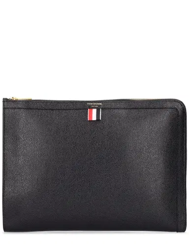THOM BROWNE Pebbled Leather Zipped Document Pouch | Thumbnail 1