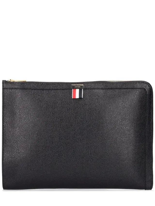 Pebbled Leather Zipped Document Pouch