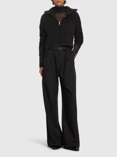 SPORTMAX Falcone Fluffy Alpaca Blend Zip Sweater | Thumbnail 2