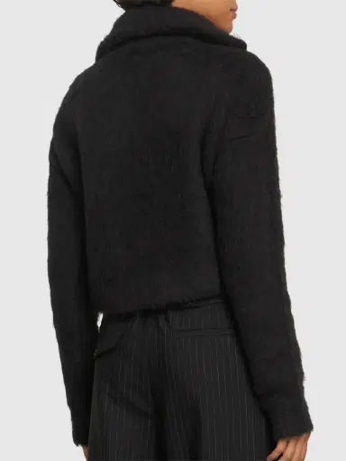 SPORTMAX Falcone Fluffy Alpaca Blend Zip Sweater | Thumbnail 3