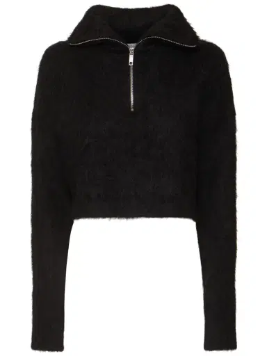 SPORTMAX Falcone Fluffy Alpaca Blend Zip Sweater | Thumbnail 1
