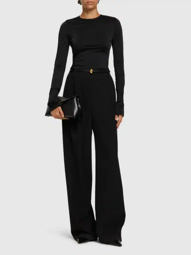 NINA RICCI Long Sleeve Fitted Fluid Jersey Top | Thumbnail 2