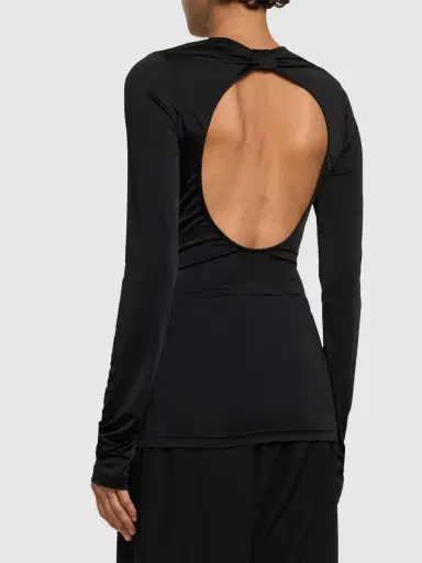 NINA RICCI Long Sleeve Fitted Fluid Jersey Top | Thumbnail 3