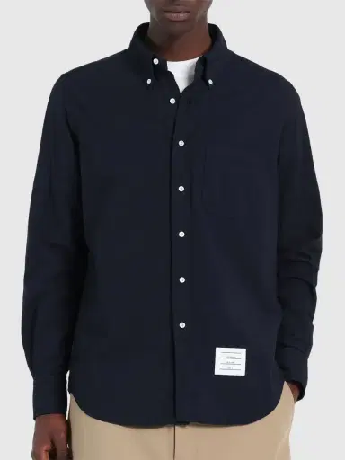 THOM BROWNE Straight Fit Cotton Oxford Shirt | Thumbnail 3