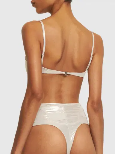 MUGLER Lamé Jersey Bandeau Bikini Top | Thumbnail 3