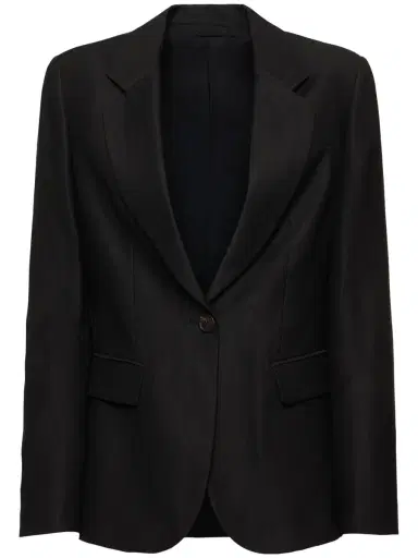 BRUNELLO CUCINELLI Fluid Linen Blend Twill Blazer | Thumbnail 1