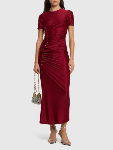 RABANNE Draped Viscose Blend Jersey Midi Skirt | Thumbnail 2