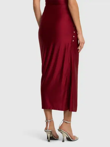 RABANNE Draped Viscose Blend Jersey Midi Skirt | Thumbnail 3