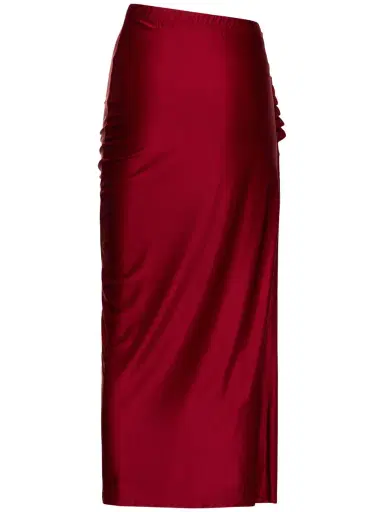 RABANNE Draped Viscose Blend Jersey Midi Skirt | Thumbnail 4