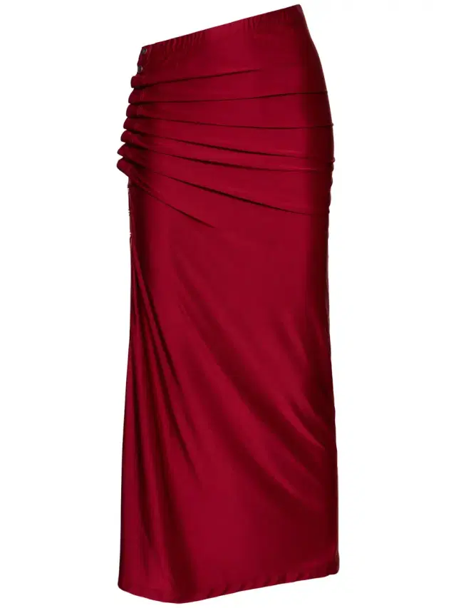 Draped Viscose Blend Jersey Midi Skirt