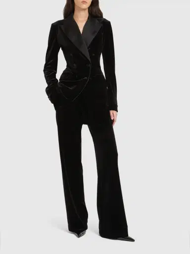 DOLCE & GABBANA Stretch Velvet Double Breasted Jacket | Thumbnail 2
