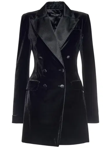DOLCE & GABBANA Stretch Velvet Double Breasted Jacket | Thumbnail 1