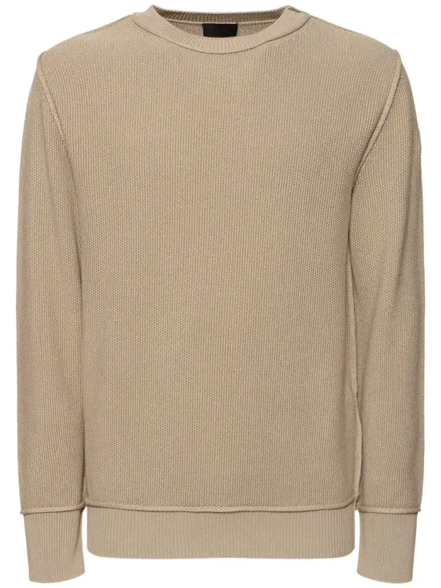 Textured Cotton Crewneck Sweater