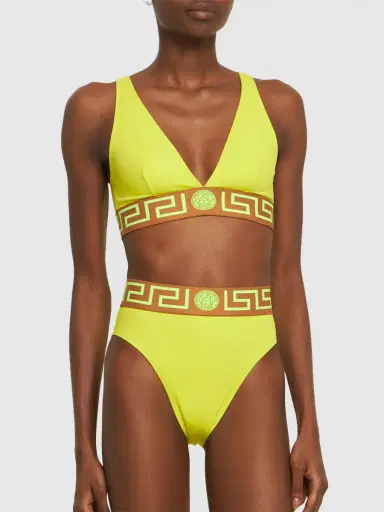 VERSACE Greca Lycra High Rise Bikini Bottoms | Thumbnail 2