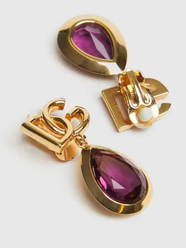DOLCE & GABBANA Logo Stone Clip-on Earrings | Thumbnail 3