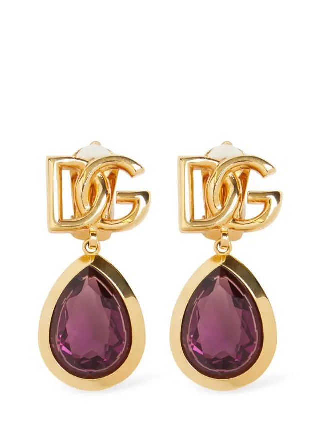 Logo Stone Clip-on Earrings