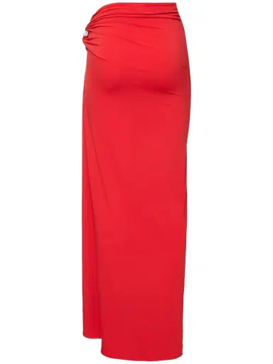 SARA CRISTINA Orchid Jersey Knot Long Skirt W/ Pearl | Thumbnail 4