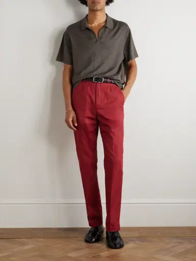 dunhill Slim-Fit Straight-Leg Pleated Cotton-Gabardine Chinos - Men | Thumbnail 2