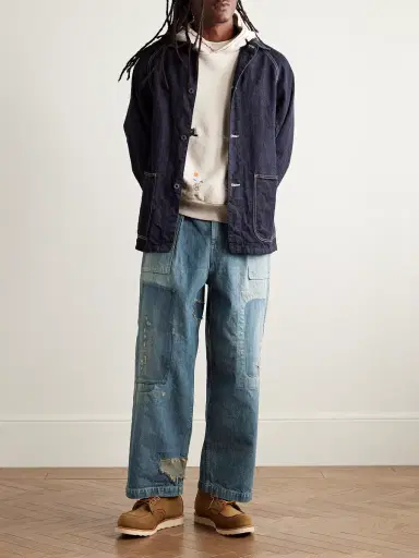 KAPITAL Rushfield Remake Wide-Leg Panelled Distressed Jeans - Men | Thumbnail 2