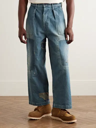KAPITAL Rushfield Remake Wide-Leg Panelled Distressed Jeans - Men | Thumbnail 3