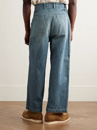 KAPITAL Rushfield Remake Wide-Leg Panelled Distressed Jeans - Men | Thumbnail 4