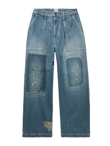 KAPITAL Rushfield Remake Wide-Leg Panelled Distressed Jeans - Men | Thumbnail 1