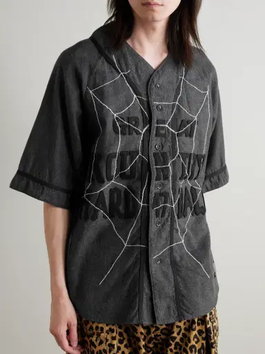 KAPITAL Embroidered Felt-Trimmed Cotton and Wool-Blend Shirt - Men | Thumbnail 3 KAPITAL Embroidered Felt-Trimmed Cotton and Wool-Blend Shirt - Men | Thumbnail 3