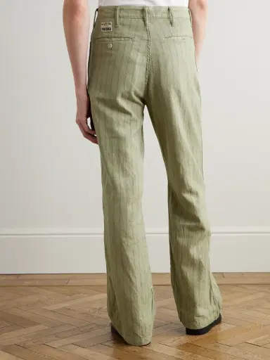 KAPITAL Gibson Straight-Leg Striped Linen and Cotton-Blend Twill Trousers - Men | Thumbnail 4