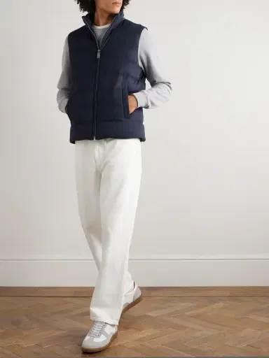 HERNO Suede-Trimmed Quilted Silk and Cashmere-Blend Twill Down Gilet - Men | Thumbnail 2
