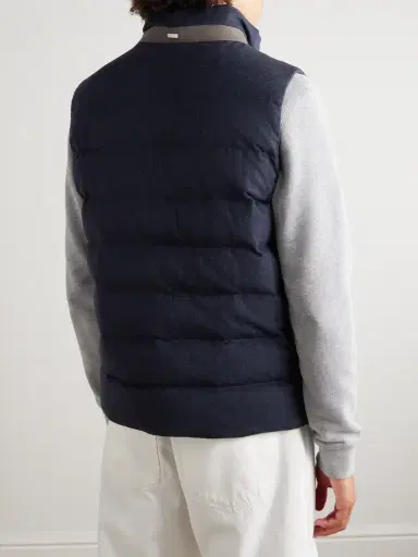 HERNO Suede-Trimmed Quilted Silk and Cashmere-Blend Twill Down Gilet - Men | Thumbnail 3