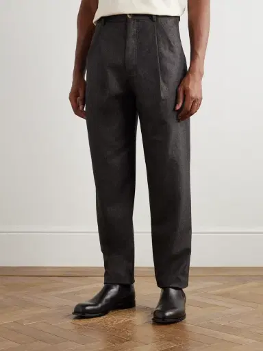 Brunello Cucinelli Straight-Leg Pleated Virgin Wool-Flannel Trousers - Men | Thumbnail 3