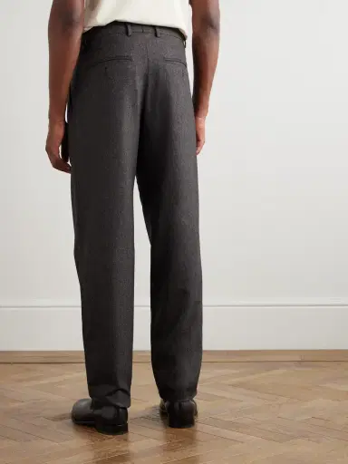 Brunello Cucinelli Straight-Leg Pleated Virgin Wool-Flannel Trousers - Men | Thumbnail 4