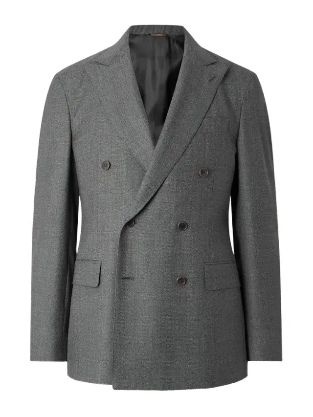 Double-Breasted Wool Suit Jacket - Men