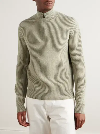 Loro Piana Plane Tree Ribbed Cashmere Half-Zip Sweater - Men | Thumbnail 3 Loro Piana Plane Tree Ribbed Cashmere Half-Zip Sweater - Men | Thumbnail 3