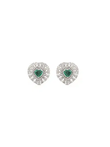 Wish Fine Jewelry 2.24ct Emerald Diamond 18K Gold Heart Cluster Stud Earrings | Thumbnail 2 Wish Fine Jewelry 2.24ct Emerald Diamond 18K Gold Heart Cluster Stud Earrings | Thumbnail 2