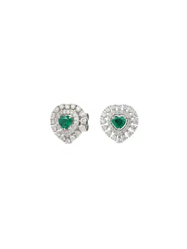 Wish Fine Jewelry 2.24ct Emerald Diamond 18K Gold Heart Cluster Stud Earrings | Thumbnail 1 Wish Fine Jewelry 2.24ct Emerald Diamond 18K Gold Heart Cluster Stud Earrings | Thumbnail 1
