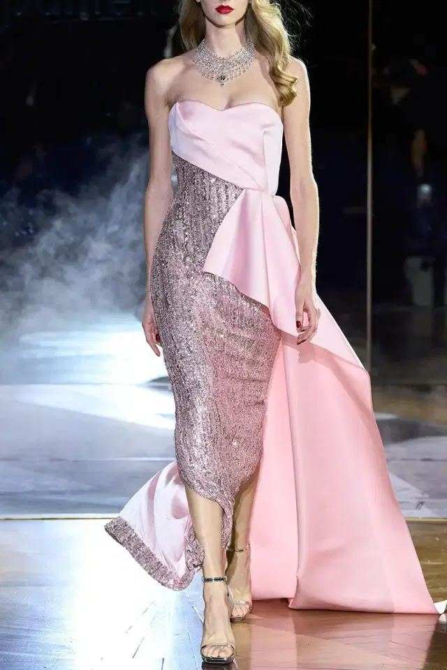 PAMELLA ROLAND Double Face Sequin Gown