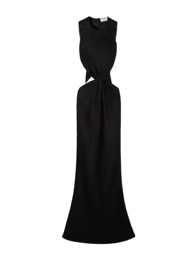 Bow-detailed Open-back Silk-satin Gown