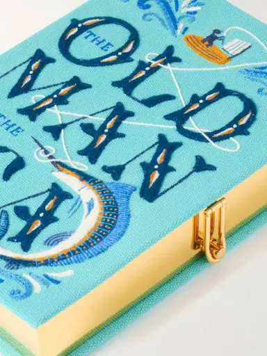 Olympia Le-Tan The Old Man And The Sea Embroidered Appliquéd Canvas Clutch | Thumbnail 4