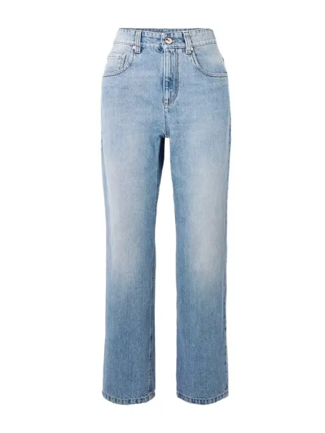Bead-embellished Cropped Straight-leg Jeans