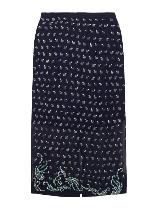 Embellished Chiffon Midi Skirt